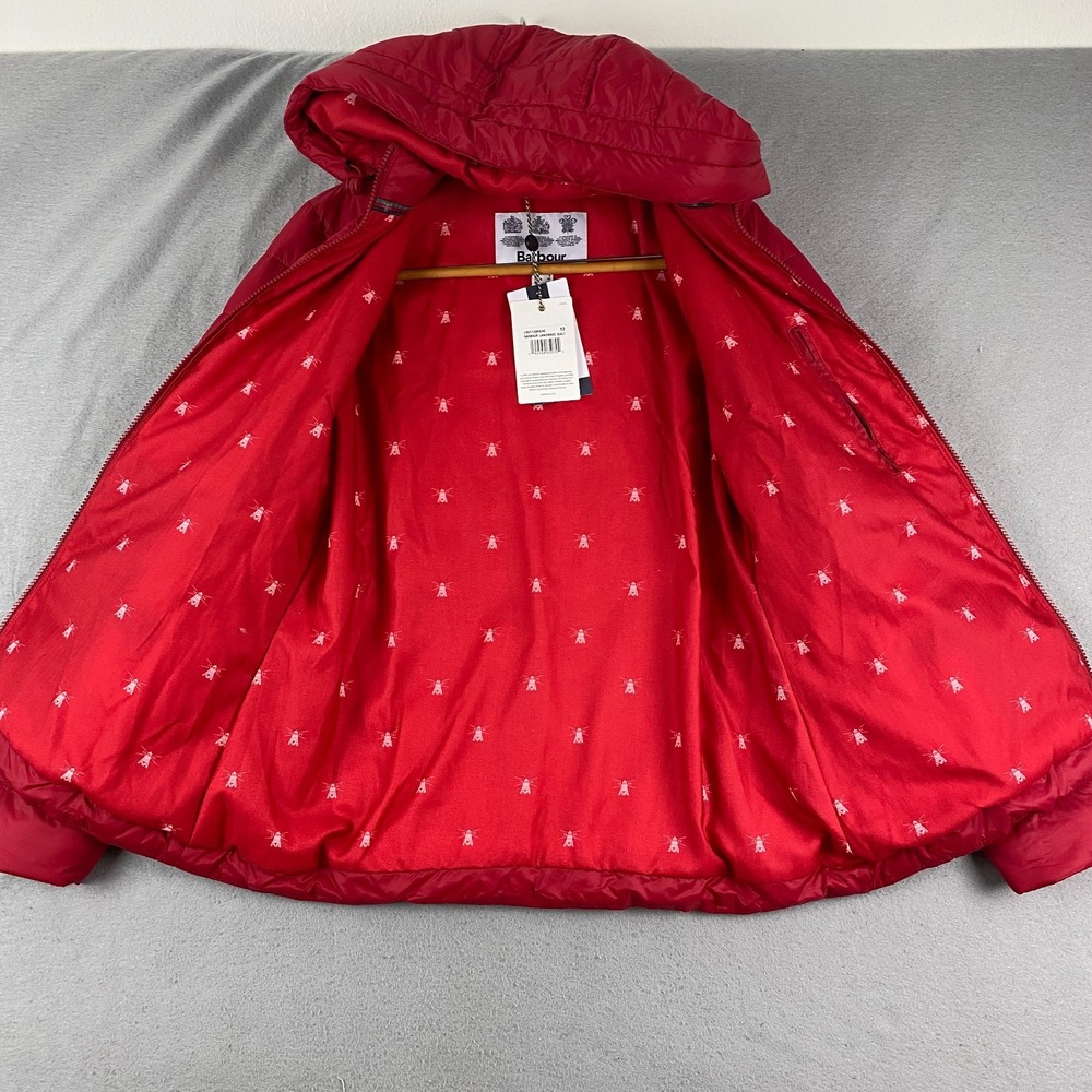 Barbour womens Coastal Collection Jacket 8 Quilted Red pockets NEW - Picture 7 of 16